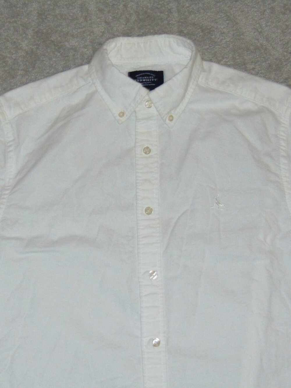 Charles Tyrwhitt White Men Shirt Long Sleeve M Slim Fit Cotton White Button Down